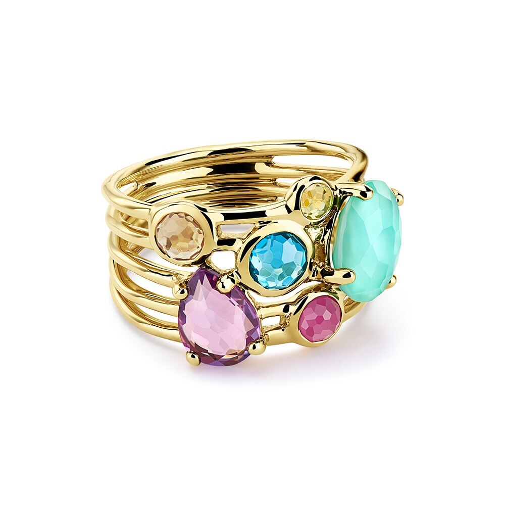 Rainbow 18K Gold Gelato 6-Stone Cluster Ring - Front View | IPPOLITA