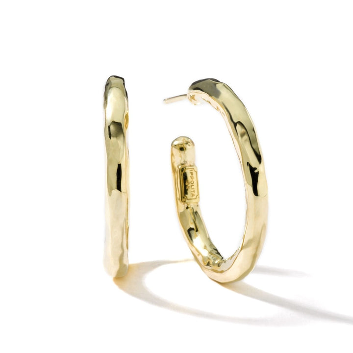 18K Gold Small Hammered Hoop Earrings - Product View | IPPOLITA
