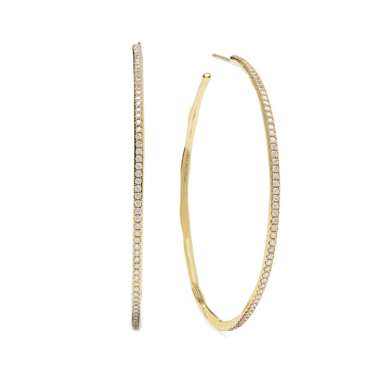 Large gold diamond hoop earrings on sale