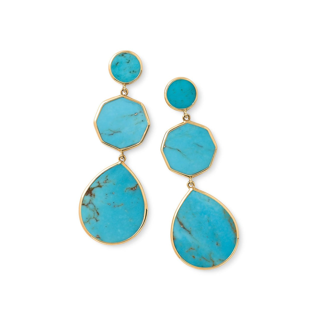 18K Gold Turquoise Crazy 8's 3-Stone Drop Earrings - Pair View | IPPOLITA
