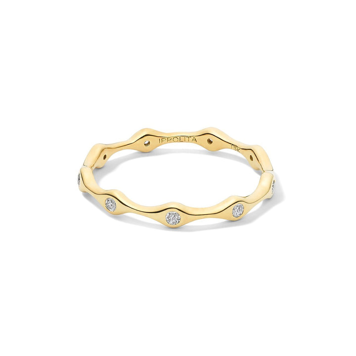 18K Gold 9-Stone Station Skinny Band Ring with Diamonds - Top View | IPPOLITA
