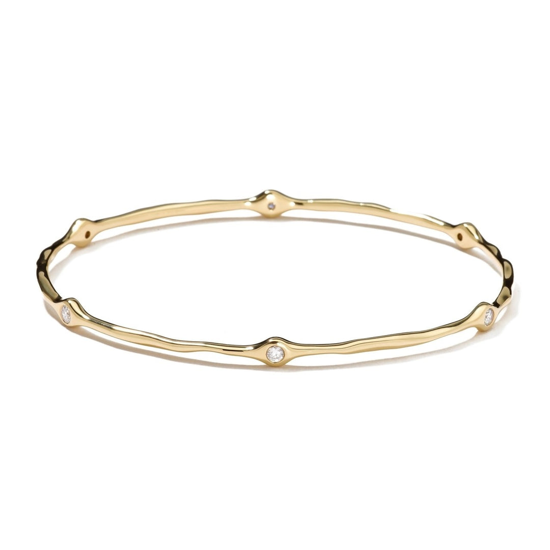 18K Gold Diamond Station Bangle - Overhead View, Squiggle Texture | IPPOLITA